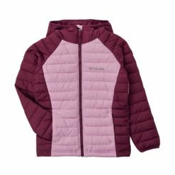 Manteaux Columbia POWDER LITE HOODED JACKET Couleur Bordeaux / Rose